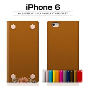 SLG Design iPhone6 D5 Saffiano Calf Skin Leather Diary オレンジ - 拡大画像