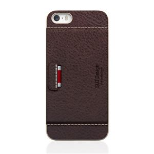 SLG iPhone5/5s D6 Italian Minerva Box Leather Card Pocket Bar チョコ - 拡大画像
