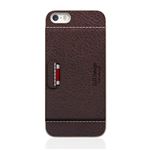 SLG iPhone5/5s D6 Italian Minerva Box Leather Card Pocket Bar チョコ