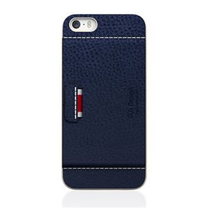 SLG iPhone5/5s D6 Italian Minerva Box Leather Card Pocket Bar ネイビー - 拡大画像