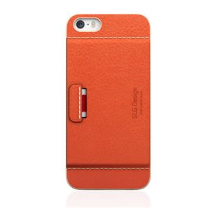 SLG iPhone5/5s D6 Italian Minerva Box Leather Card Pocket Bar レッド - 拡大画像