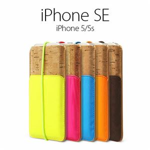 ZENUS iPhone5/5C Masstige E-Cork Pouch ネオンイエロー - 拡大画像