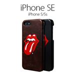 ZENUS iPhone5/5s Rolling Stones Classic Tongue Leather Bar ブラウン