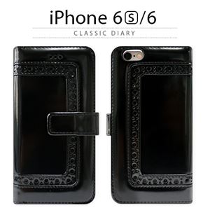 Zenus iPhone6/6S Classic Diary ブラック - 拡大画像