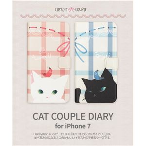 Happymori iPhone7 Cat Couple Diary ホワイト