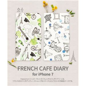 Happymori iPhone7 French Cafe Diary ブルー