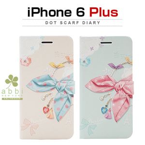 Happymori iPhone 6 Plus Dot Scarf Diary ブルースカーフ