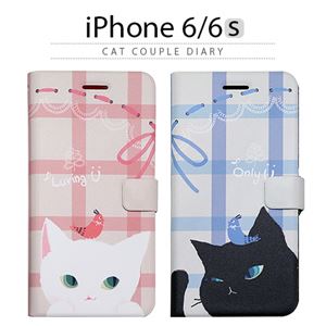 Happymori iPhone 6/6s Cat Couple Diary ブラック