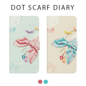 Happymori iPhone X Dot Scarf Diary ピンクスカーフ