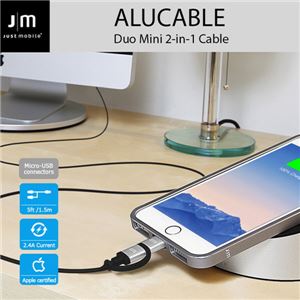 Just Mobile AluCable Duo 2-in-1 cable with Lightning & micro-USB connectors (5ft/1.5m) Just Mobile AluCable Duo 2-in-1 cable with Lightning & micro-USB connectors (5ft/1.5m)