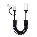 Just Mobile AluCable Duo Twist 2-in-1 coiled cable with Lightning & micro-USB connectors (6ft/1.8m)