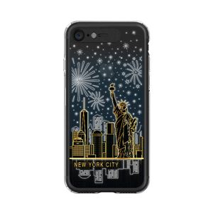 LIGHT UP CASE iPhone 8 / 7 Soft Lighting Clear Case Landmark New York B (ブラック)