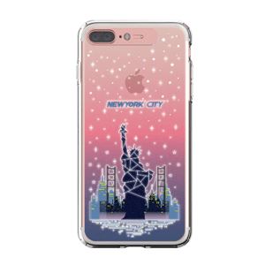 LIGHT UP CASE iPhone 8 Plus / 7 Plus Soft Lighting Clear Case Landmark New York A （ローズゴールド）