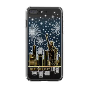 LIGHT UP CASE iPhone 8 Plus / 7 Plus Soft Lighting Clear Case Landmark New York B (ブラック)