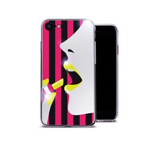 dreamplus iPhone8／7 STRIPE MIRROR CASE イエローリップ