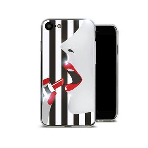 dreamplus iPhone8／7 STRIPE MIRROR CASE レッドリップ