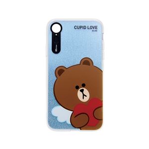 LINE FRIENDS iPhone XR LIGHT UP CASE CUPID LOVE ブラウンハート