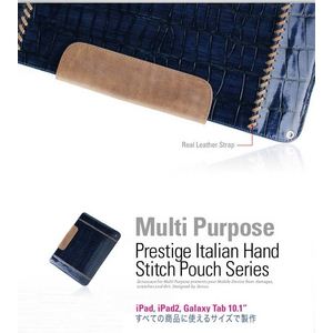 GALAXY Tab 10.1 LTE SC-01DPrestige Italian Hand Stitch Pouchŷꥢ-Royal Navy4