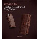 Z447i4S★iPHONE4/4S 【イタリア高級天然革】 Italian Carved Leather Diary BLACK CHOCOLATE カードケース付き!!!