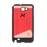 【I1243GNT】天然木で作られたGalaxy Note（ギャラクシーノート）ケース wood-fit Harmony Poroporo Red