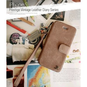 ★iPhone5★Prestige Vintage Leather Diary (mold type) (本革) Vintage Brown　Z1399i5  - 拡大画像