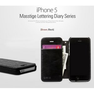 ★iPhone5★iPhone5 Masstige Lettering Diary (mold type) Z1417i5 Black - 拡大画像