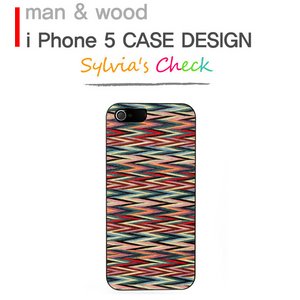 ★iPhone5★iPhone5 Man & Wood Real wood case Caleido Sylvia's Check 　ホワイトフレーム