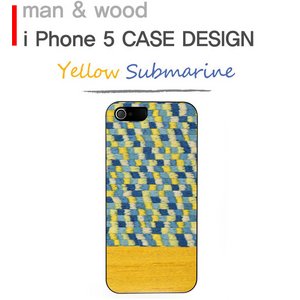 ★iPhone5★iPhone5 Man & Wood Real wood case Harmony Yellow Submarine 　ホワイトフレーム - 拡大画像
