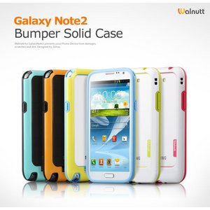 ★GALAXY Note2★Walnutt Bumper Solid ホワイト+ピンク