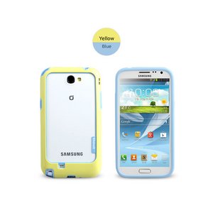 ★GALAXY Note2★Walnutt Bumper Solid ホワイト+グリーン