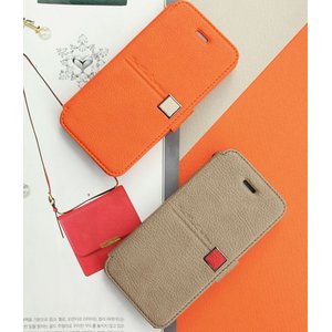 【iPhone5ケース】　カードポケット付き!! Masstige Color Point Diary-Orange  - 拡大画像