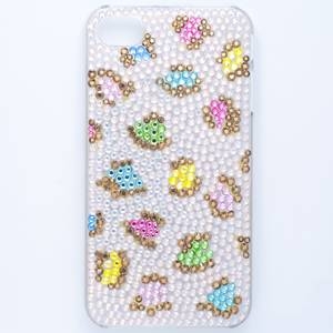 iphone4＆4S　デコケース　ハンドメイド　レオパード　スワロフスキー