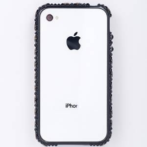 iphone4＆4S　デコケース　ハンドメイド　スタッズ　ブラックスワロフスキー