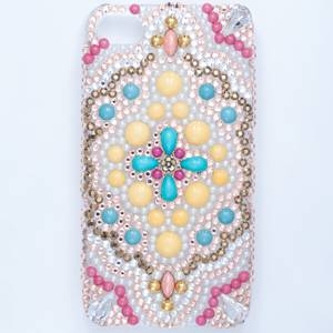 iphone4&4S デコケース ハンドメイド エスニック スワロフスキー