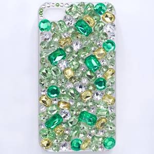 iphone4＆4S　デコケース　ハンドメイド　グリーン＆イエローストーン