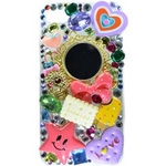 iphone4＆4S　デコケース　スワロフスキー　ハンドメイド　ポップ　ミラー