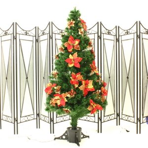 【クリスマス】120cm ファイバークリスマスツリー（ポインセチア） T401-120