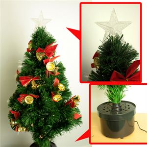 【クリスマス】120cm ファイバークリスマスツリー （リボン／ベル） T03-120 - 拡大画像