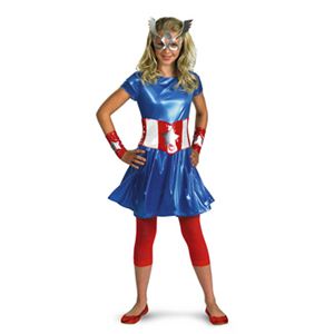 【コスプレ】 disguise Captain America ／ American Dream／Capt Amer Girl Tween 10-12 キャプテンアメリカ - 拡大画像