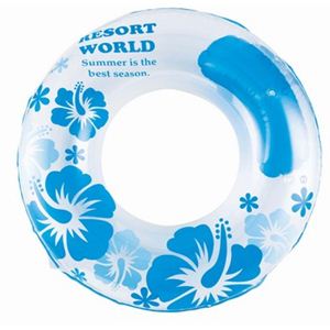 【ビーチグッズ】浮輪100cm プリティハイビスカスブルー