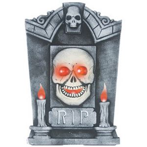 85715 Light Up Skull Tombstone w／candles - 拡大画像