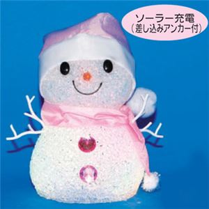 【クリスマス】ソーラーEVAスノーマン ピンク 14cm
