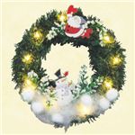 【クリスマス】PVCリース サンタ＆スノーマン LED付 15cm