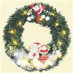 【クリスマス】PVCリース サンタ＆スノーマン LED付 25cm