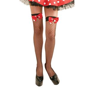 【コスプレ】FISHNET THIGH HIGH WITH POLKA DOT BOW