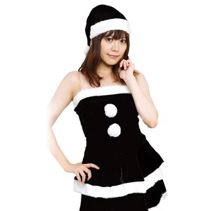【クリスマスコスプレ 衣装】Ladie's Santa costume BLACK VELVET レディースブラックサンタ - 拡大画像