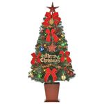 クリスマスツリー 【カラフルレッド 135cmサイズ】 四角ポット付き 『セットツリー』 〔イベント パーティー〕