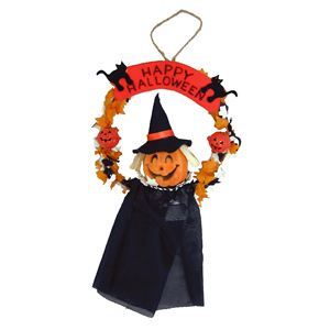 RUBIE'S（ルービーズ） HALLOWEEN（ハロウィン） 6inch Pumpkin Scarecrow Wreath（6インチ パンプキン スケアクロウ リーズ） - 拡大画像