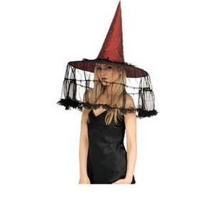 【コスプレ】 RUBIE'S (ルービーズ)　BRGNDY WITCH HAT WITH FRENCH VEIL - 拡大画像