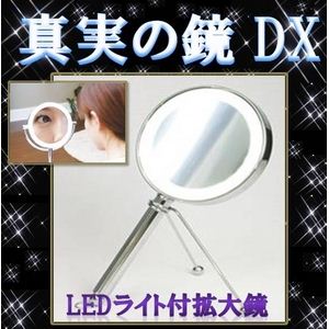 【真実の鏡DX 手鏡型】ハッキリ見える驚きの鏡 5倍拡大鏡+LEDライト付